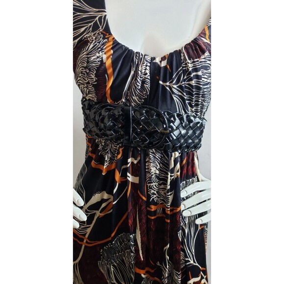 Sky Brand Dress M Multicolor Floral Patent Leather Belt 100% Silk Casual Spring - Picture 4 of 8